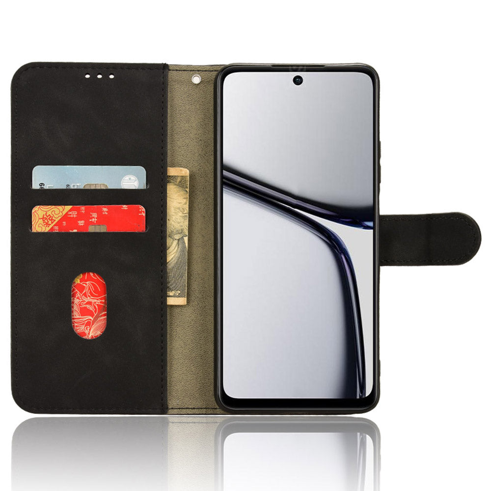 For Realme C65 4G Case PU Leather Skin Touch Feeling Wallet Phone Cover - Black