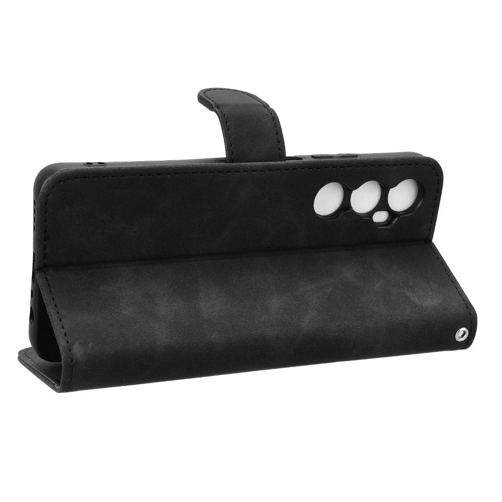 For Realme C65 4G Case PU Leather Skin Touch Feeling Wallet Phone Cover - Black