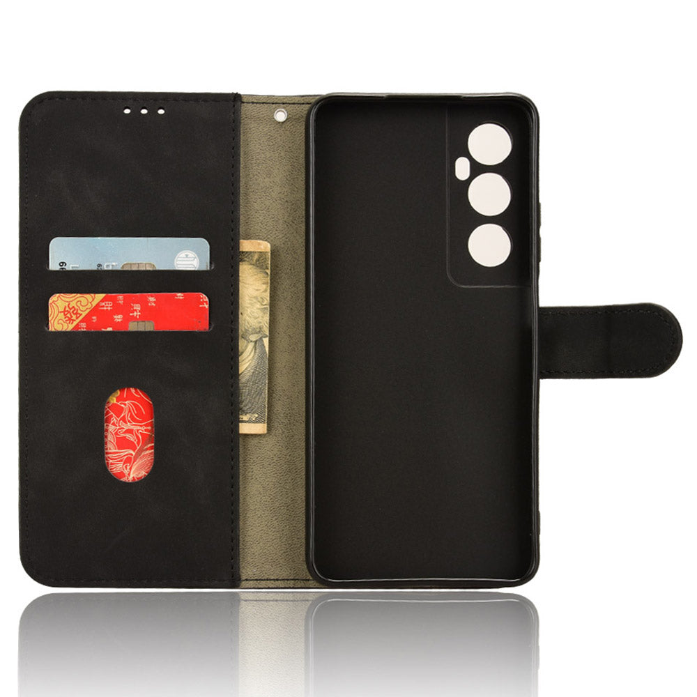For Realme C65 4G Case PU Leather Skin Touch Feeling Wallet Phone Cover - Black