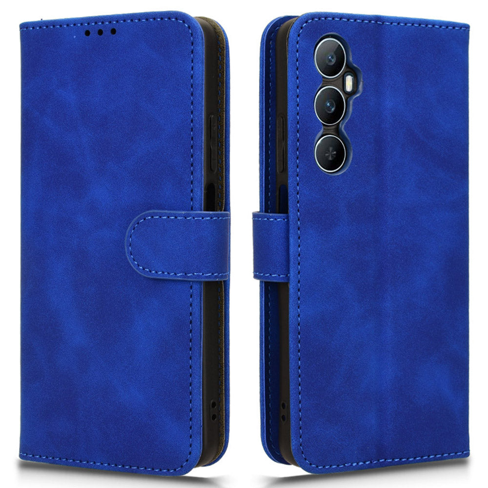 For Realme C65 4G Case PU Leather Skin Touch Feeling Wallet Phone Cover - Blue