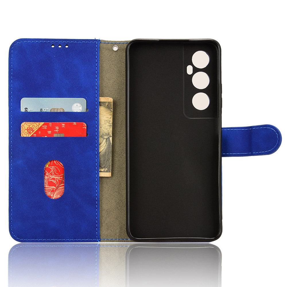 For Realme C65 4G Case PU Leather Skin Touch Feeling Wallet Phone Cover - Blue