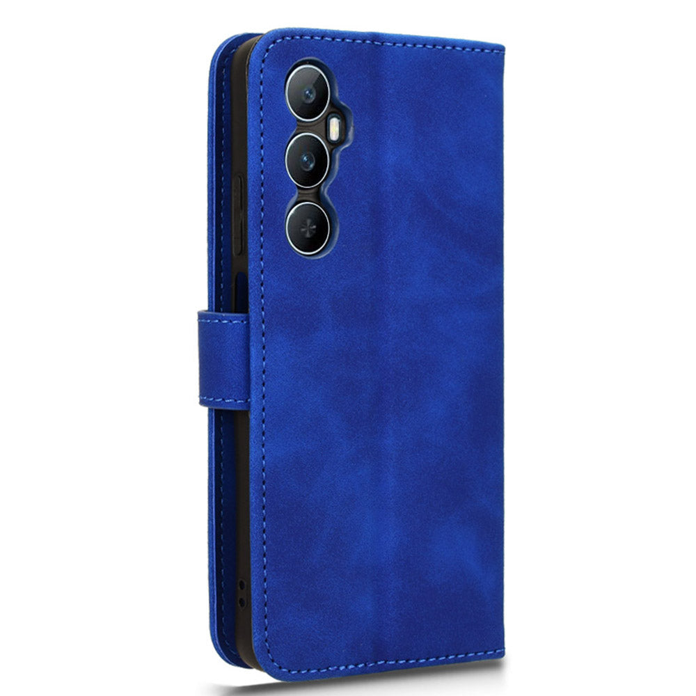 For Realme C65 4G Case PU Leather Skin Touch Feeling Wallet Phone Cover - Blue