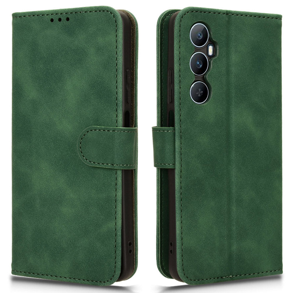 For Realme C65 4G Case PU Leather Skin Touch Feeling Wallet Phone Cover - Green
