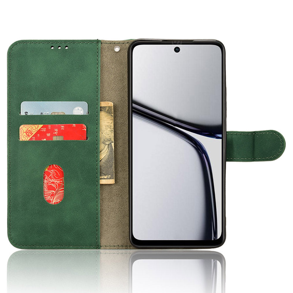 For Realme C65 4G Case PU Leather Skin Touch Feeling Wallet Phone Cover - Green