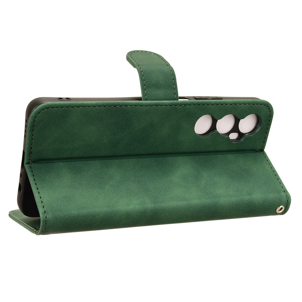 For Realme C65 4G Case PU Leather Skin Touch Feeling Wallet Phone Cover - Green
