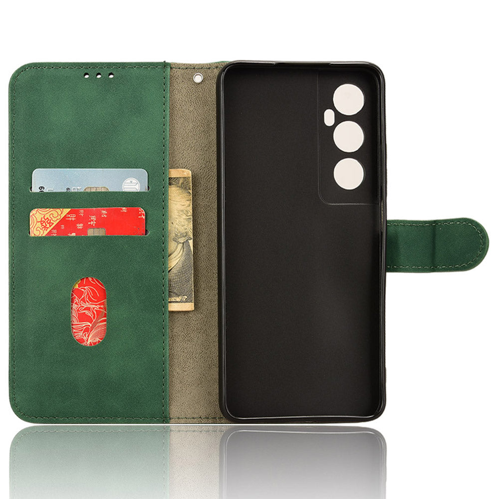 For Realme C65 4G Case PU Leather Skin Touch Feeling Wallet Phone Cover - Green