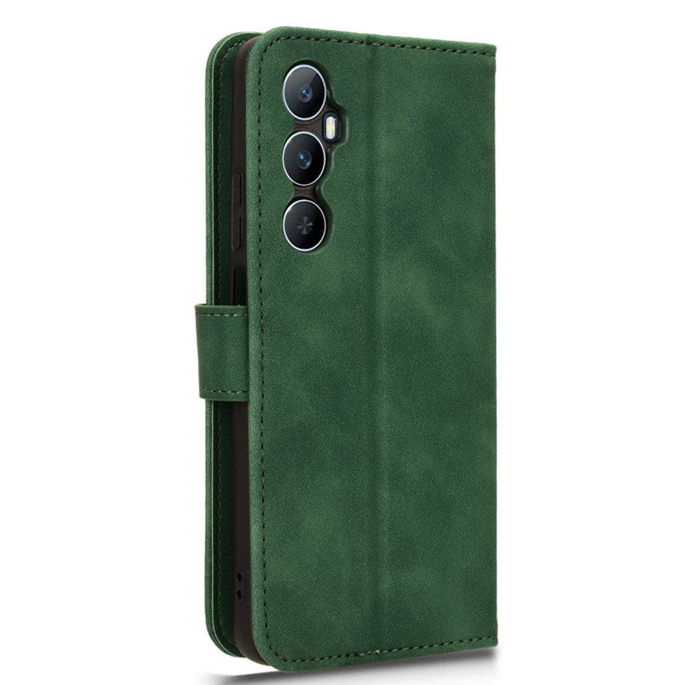For Realme C65 4G Case PU Leather Skin Touch Feeling Wallet Phone Cover - Green