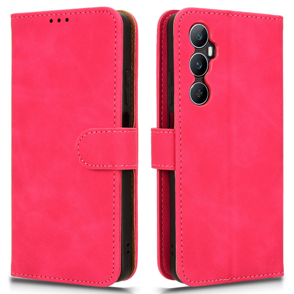 For Realme C65 4G Case PU Leather Skin Touch Feeling Wallet Phone Cover - Rose