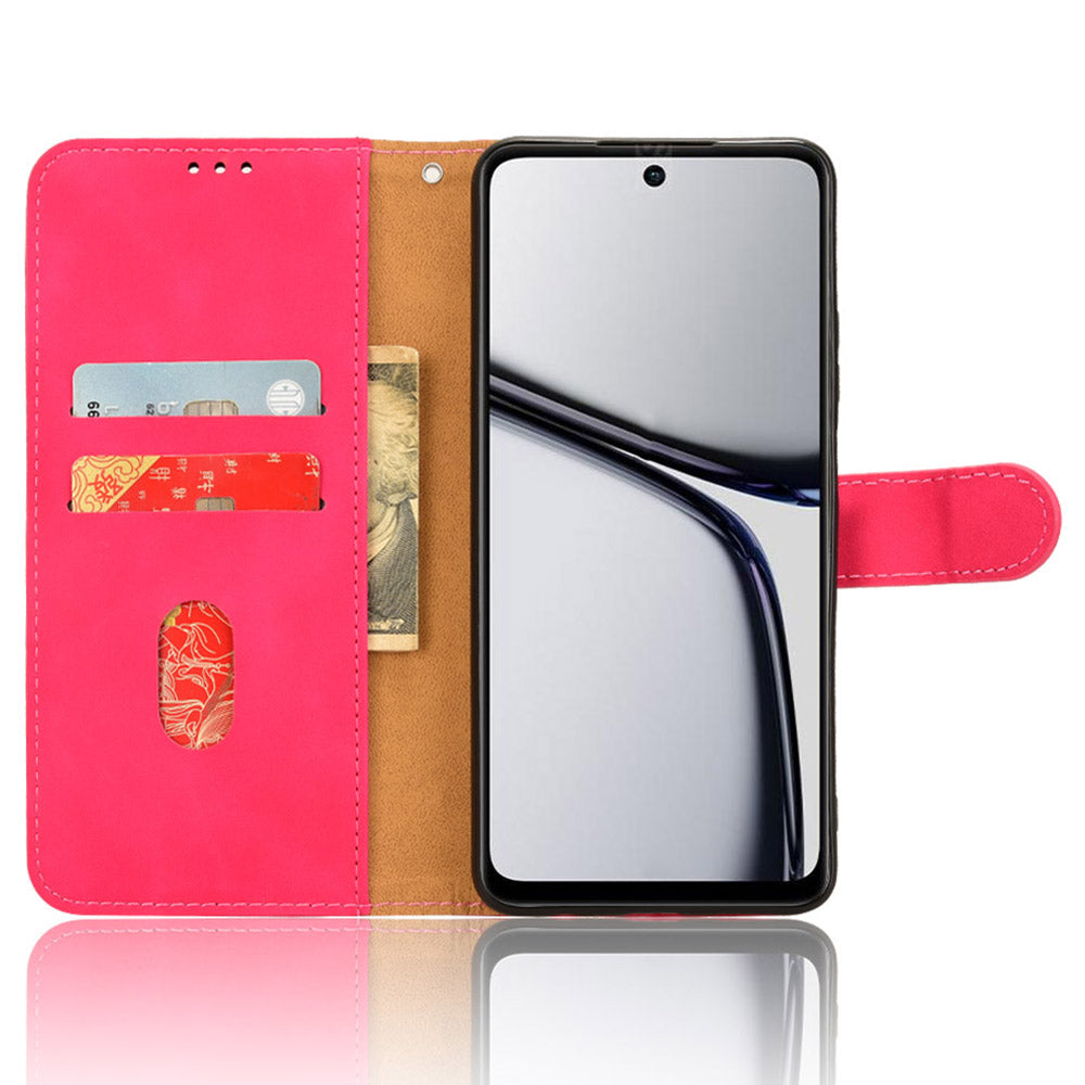 For Realme C65 4G Case PU Leather Skin Touch Feeling Wallet Phone Cover - Rose