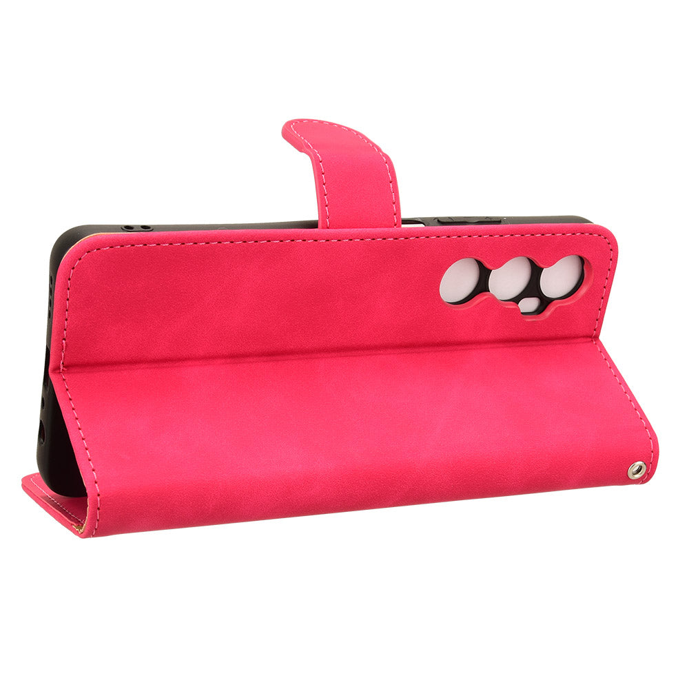 For Realme C65 4G Case PU Leather Skin Touch Feeling Wallet Phone Cover - Rose