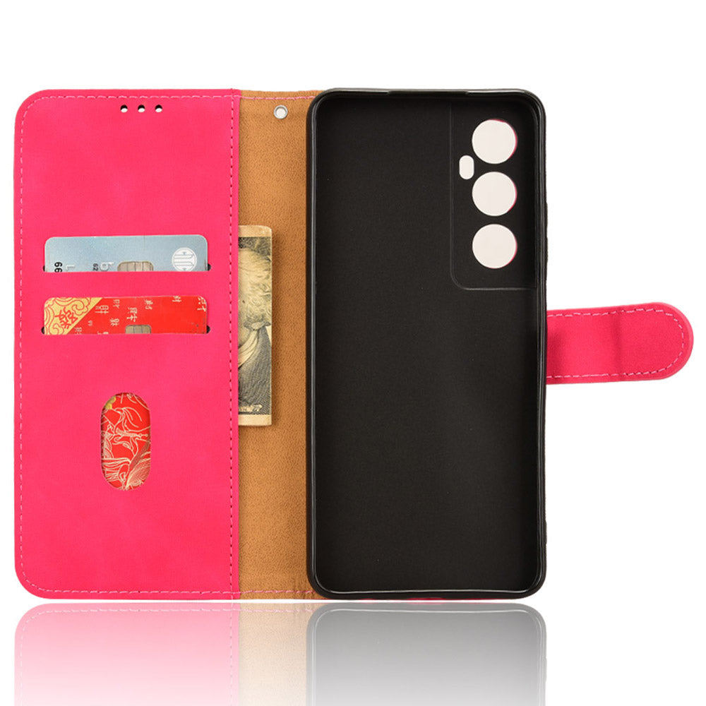 For Realme C65 4G Case PU Leather Skin Touch Feeling Wallet Phone Cover - Rose