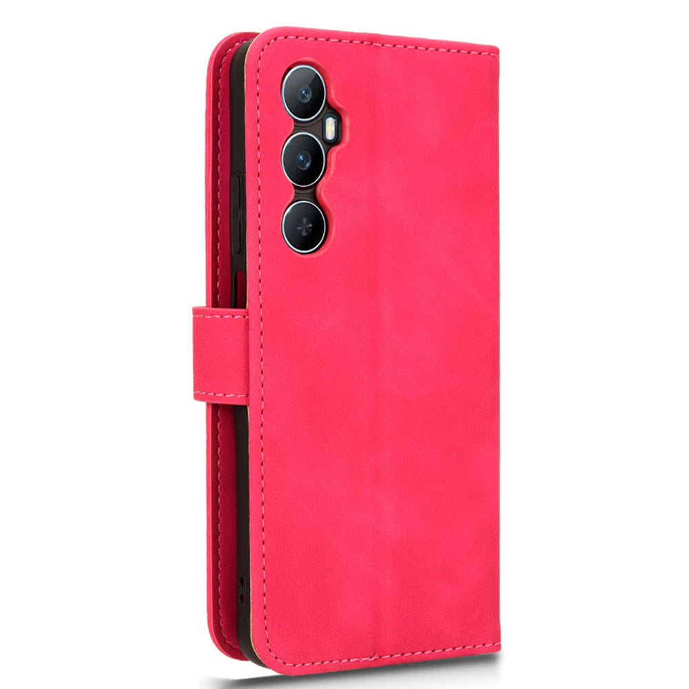 For Realme C65 4G Case PU Leather Skin Touch Feeling Wallet Phone Cover - Rose