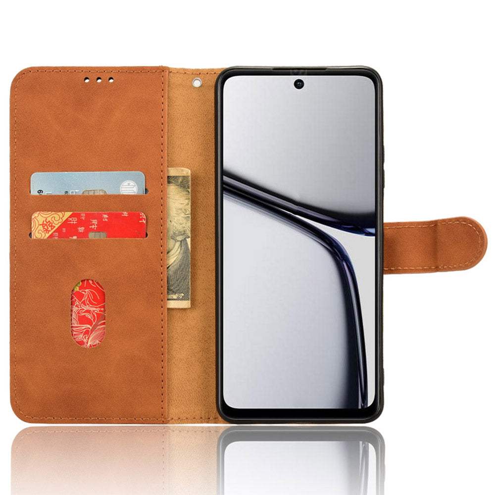 For Realme C65 4G Case PU Leather Skin Touch Feeling Wallet Phone Cover - Brown