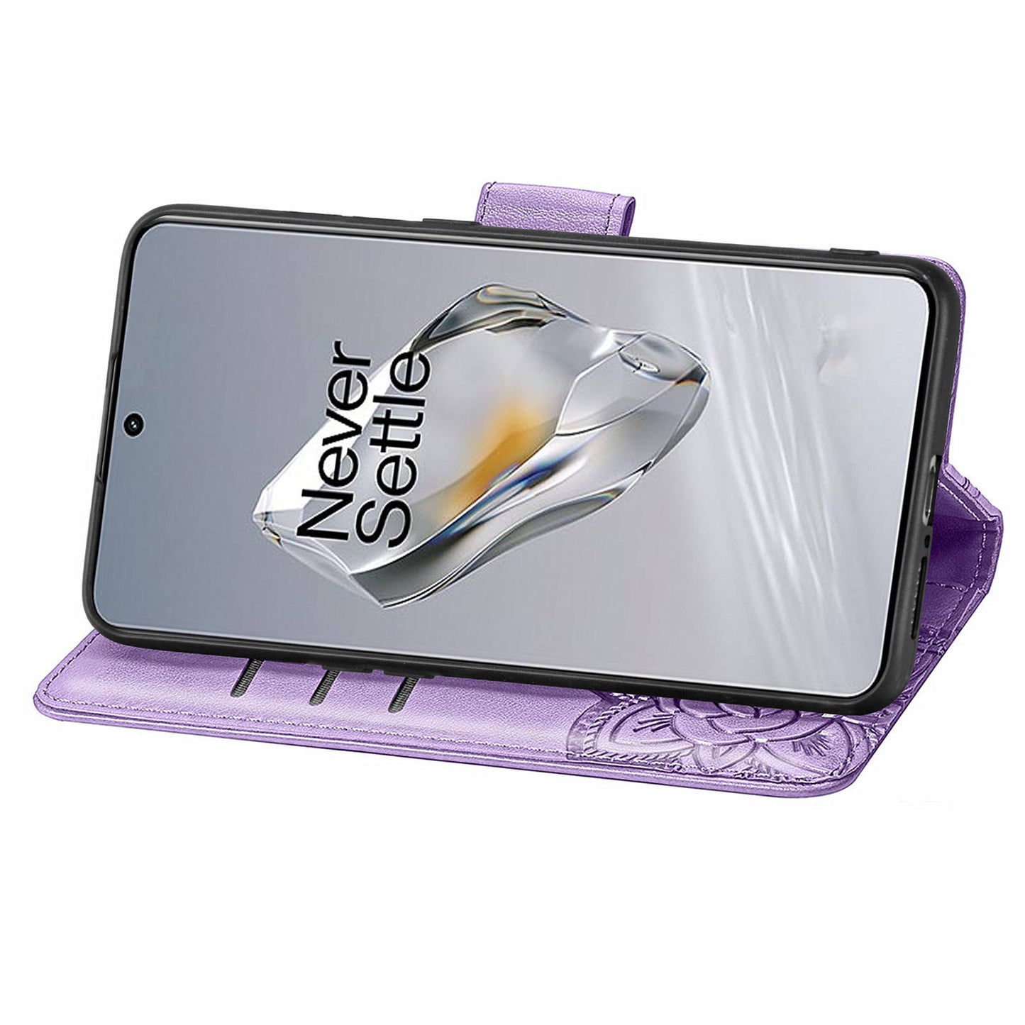 For OnePlus 12 5G Case PU Leather Butterfly Pattern Magnetic Flip Phone Cover - Light Purple