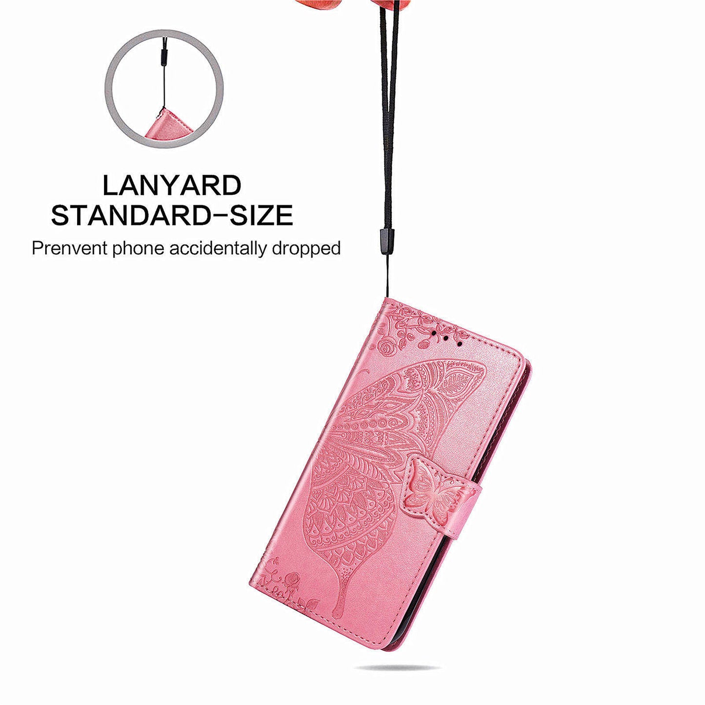 For Samsung Galaxy M15 5G Case Butterfly Pattern PU Leather Hand Strap Wallet Purse Phone Cover - Pink