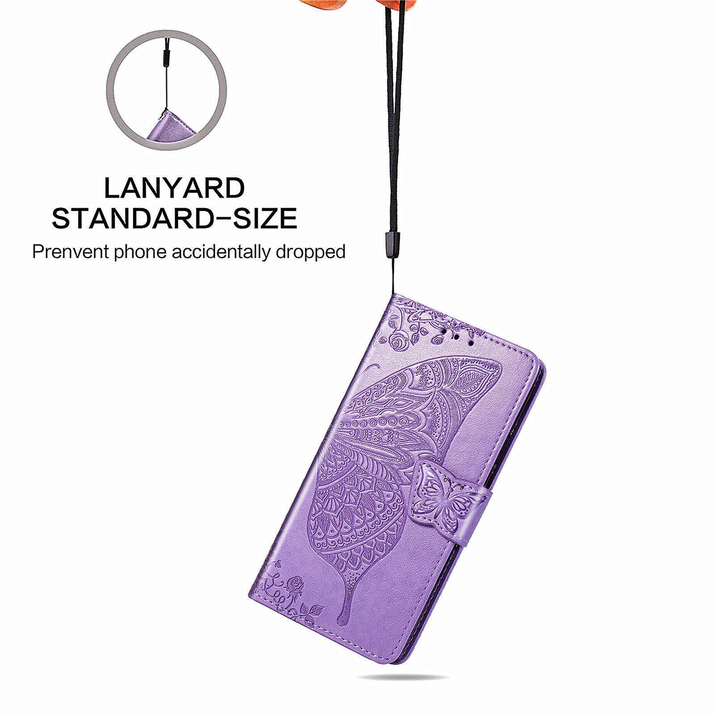 For Samsung Galaxy M15 5G Case Butterfly Pattern PU Leather Hand Strap Wallet Purse Phone Cover - Light Purple