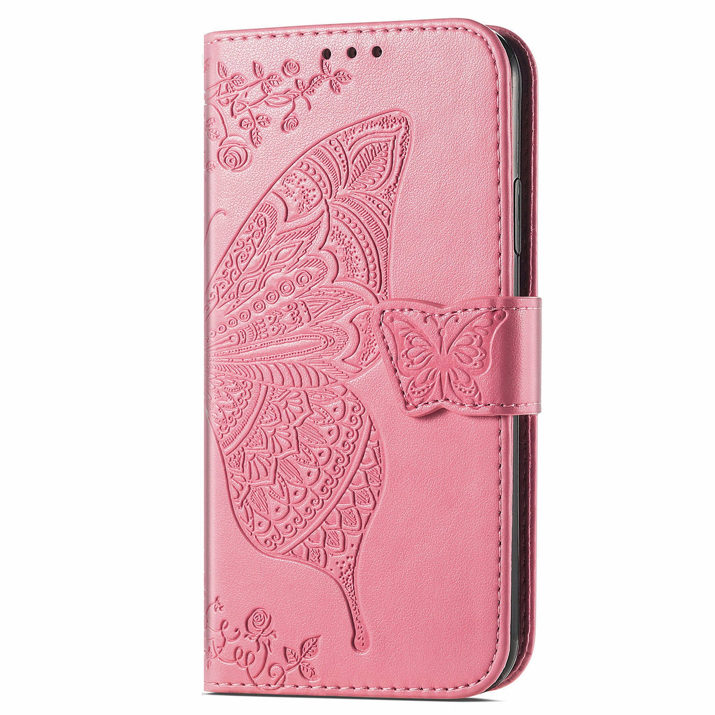 For Oppo Reno11 5G (Global) Case Wallet Butterfly Floral Imprinted Folio Leather Phone Cover - Pink