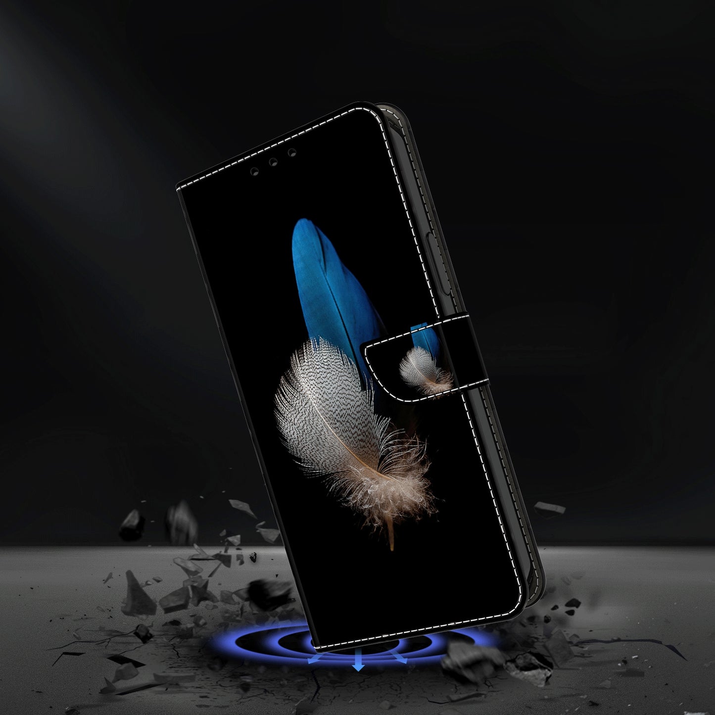 For Google Pixel 9 Case Card Holder 3D Pattern PU Leather Protective Phone Cover - Two Feathers