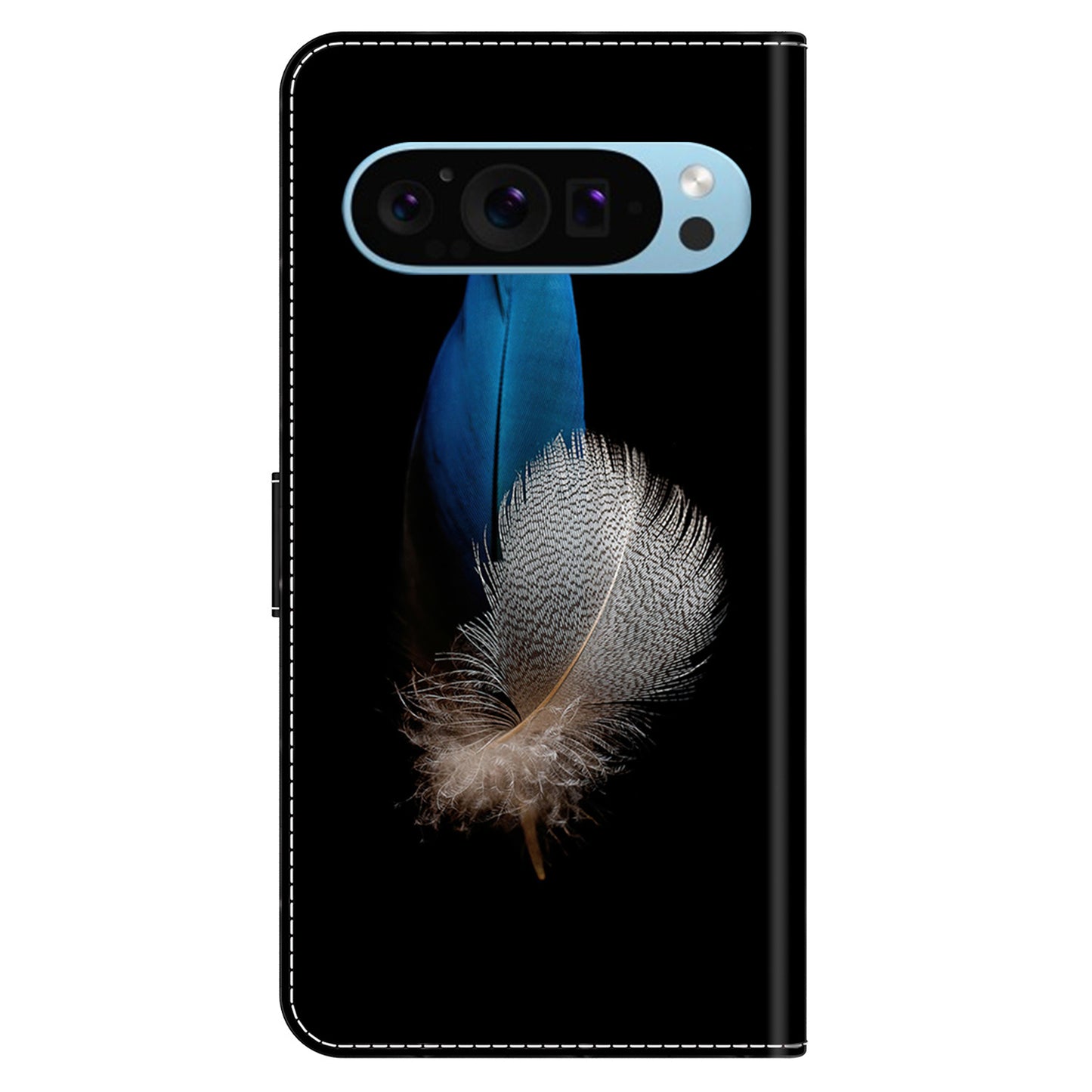 For Google Pixel 9 Pro Case Stand 3D Pattern PU Leather Flip Wallet Phone Cover - Two Feathers