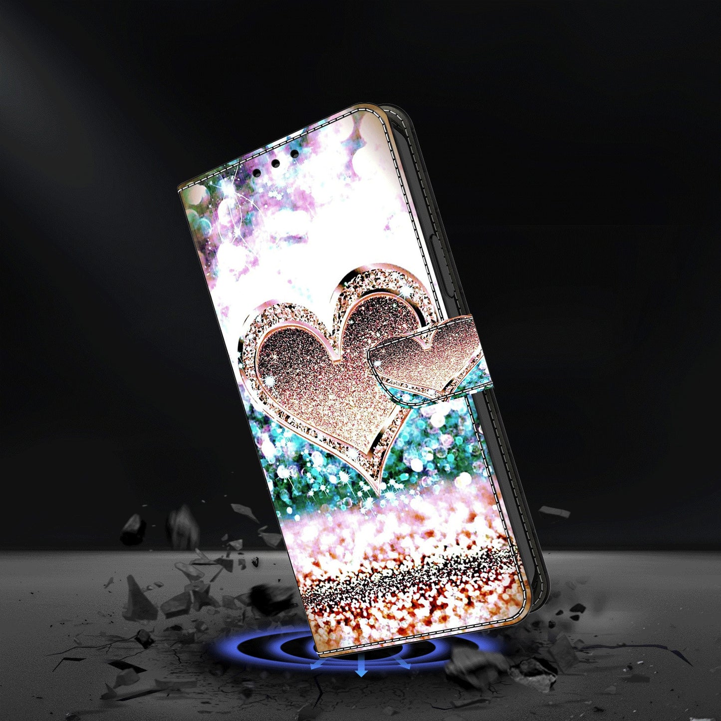 For Google Pixel 9 Pro Case Stand 3D Pattern PU Leather Flip Wallet Phone Cover - Pink Diamond Heart