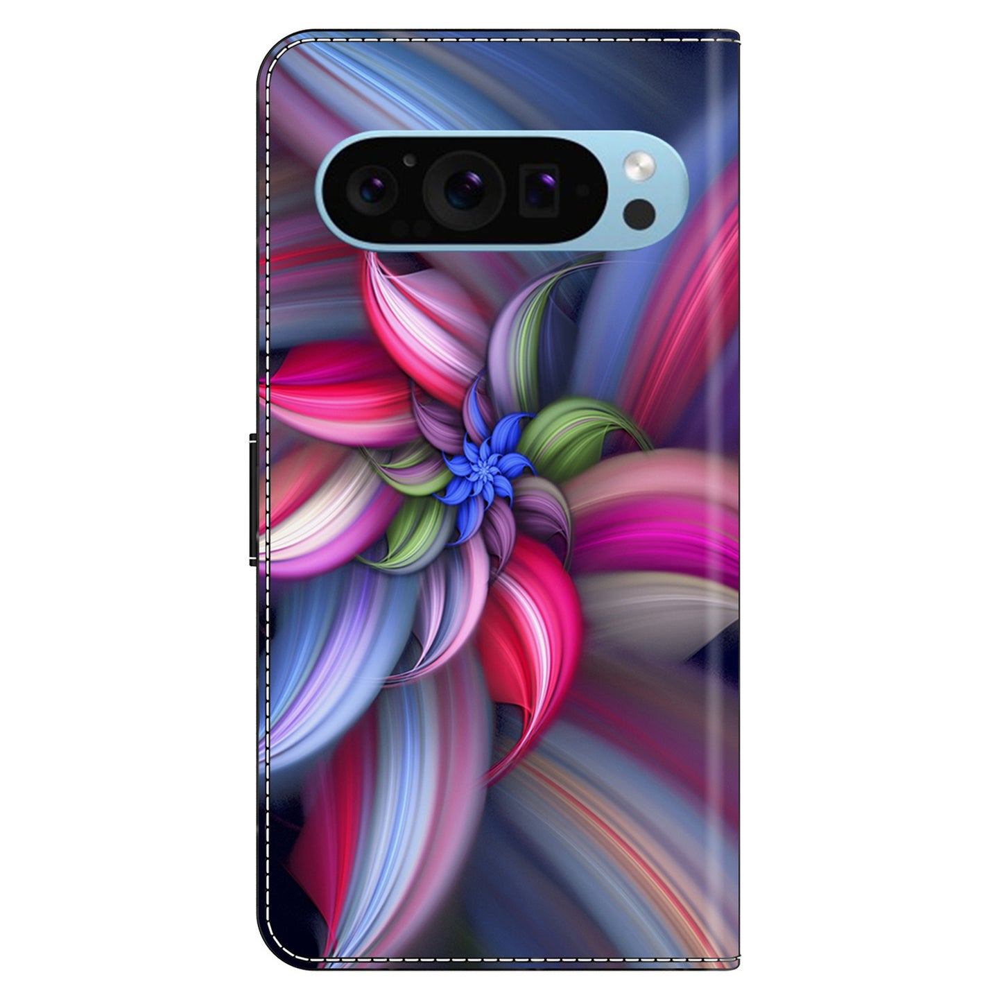 For Google Pixel 9 Pro Case Stand 3D Pattern PU Leather Flip Wallet Phone Cover - Colorful Flowers