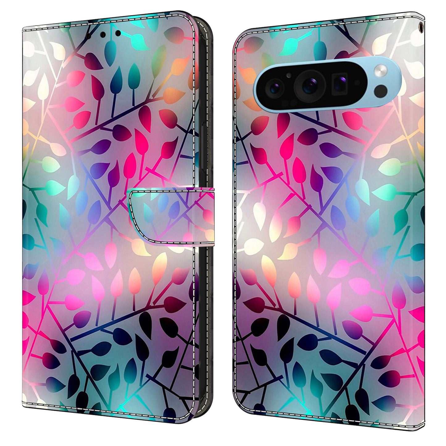 For Google Pixel 9 Pro Case PU Leather 3D Pattern Flip Bookstyle Wallet Phone Cover - Maple Leaf