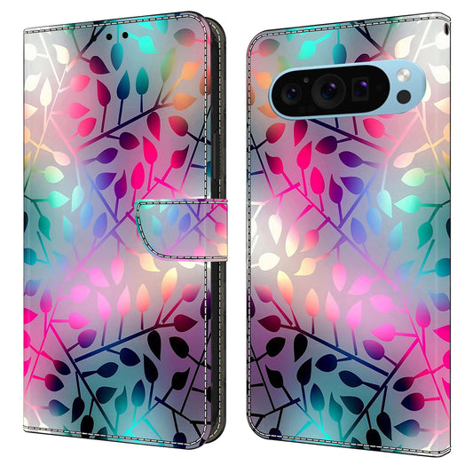 For Google Pixel 9 Pro Case PU Leather 3D Pattern Flip Bookstyle Wallet Phone Cover - Maple Leaf