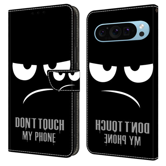 For Google Pixel 9 Pro Case PU Leather 3D Pattern Flip Bookstyle Wallet Phone Cover - Don&#39;t Touch My Phone