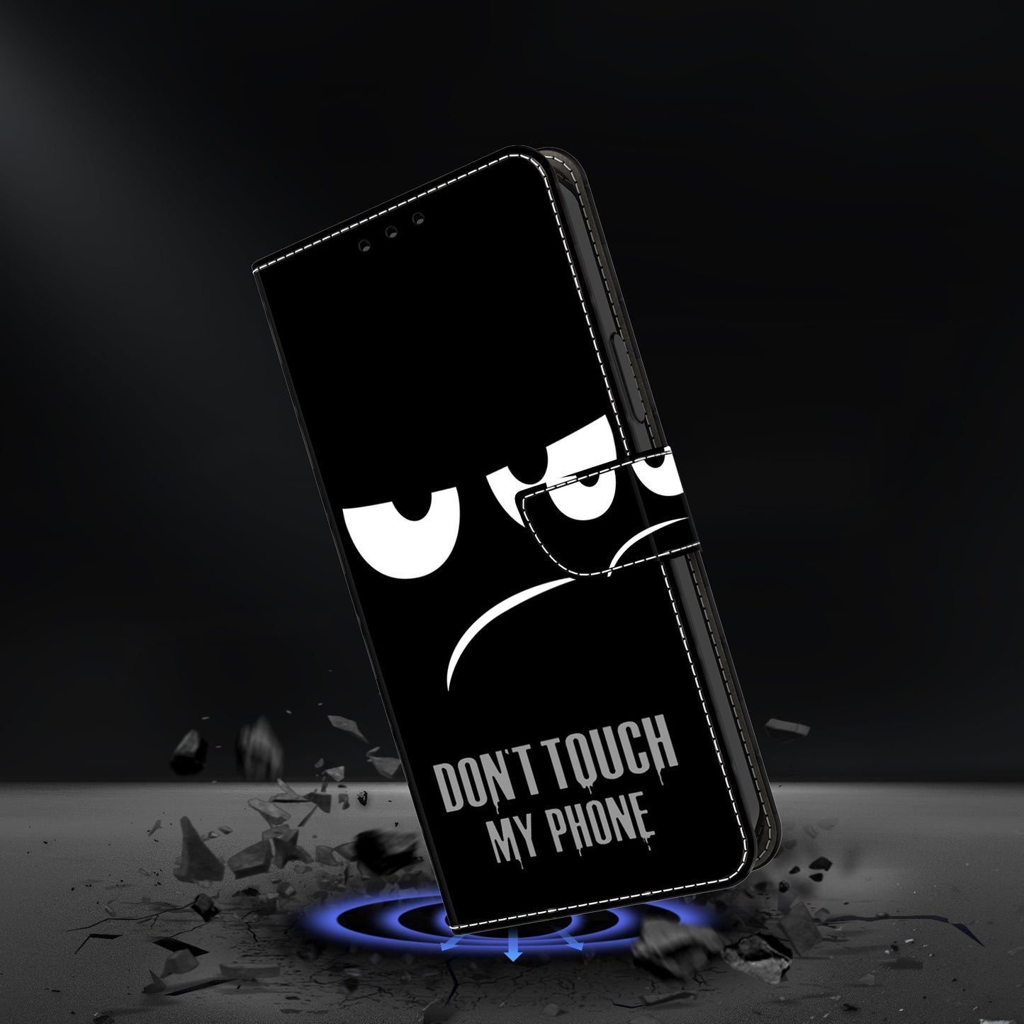 For Google Pixel 9 Pro Case PU Leather 3D Pattern Flip Bookstyle Wallet Phone Cover - Don&#39;t Touch My Phone