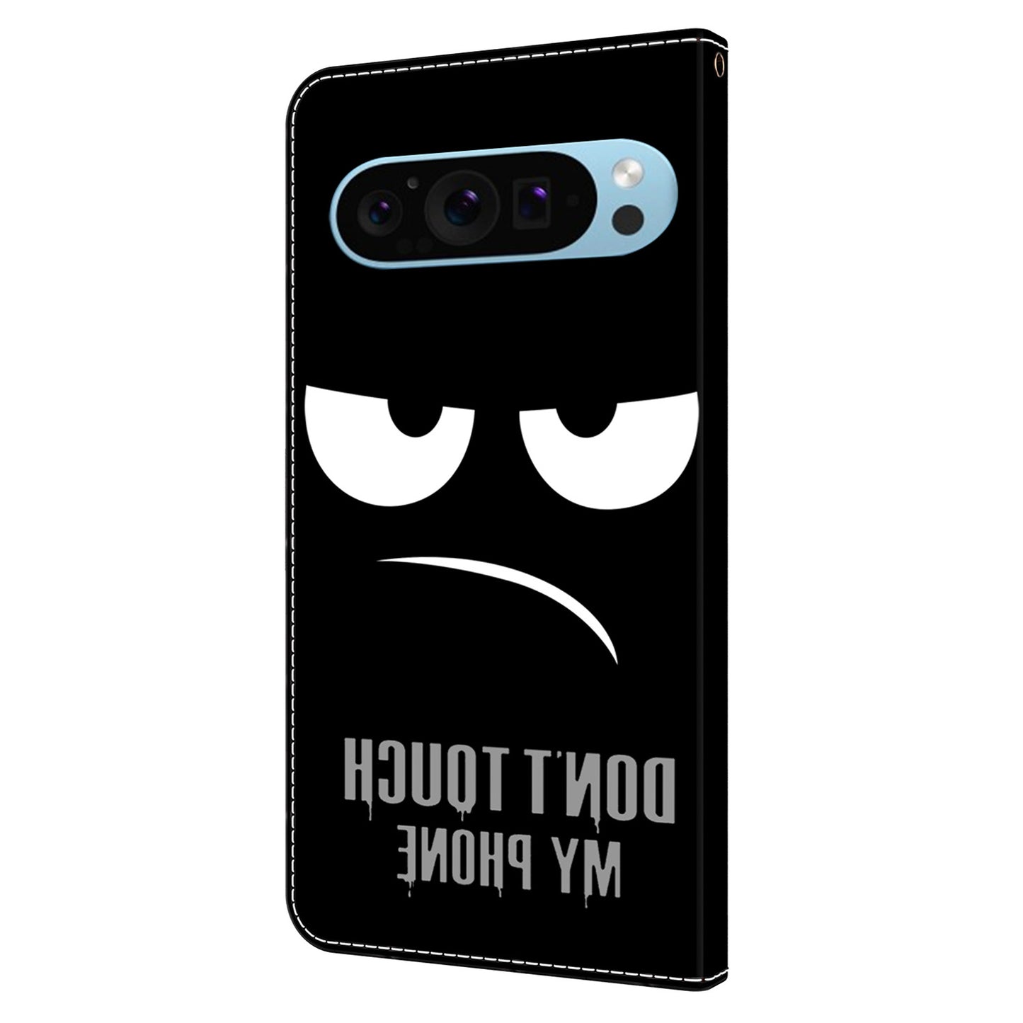 For Google Pixel 9 Pro Case PU Leather 3D Pattern Flip Bookstyle Wallet Phone Cover - Don&#39;t Touch My Phone