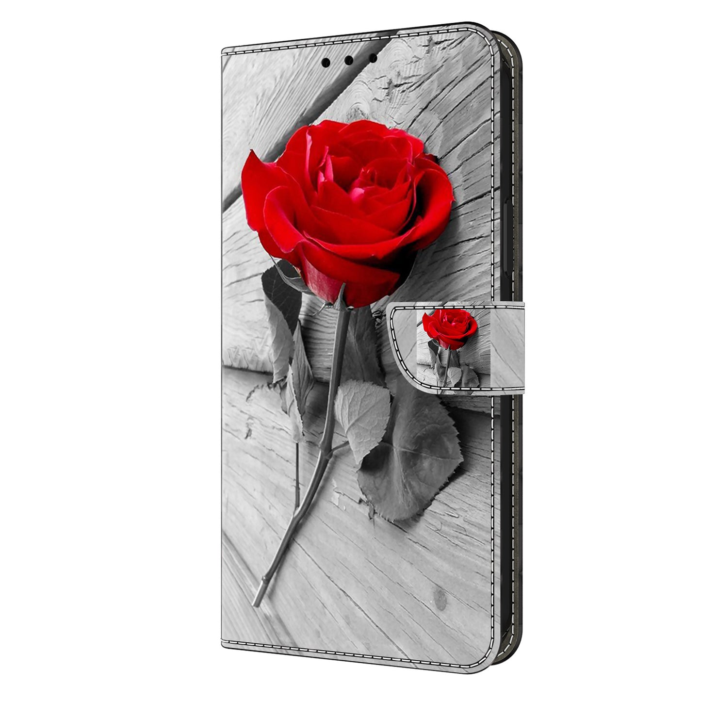 For Google Pixel 9 Pro Case PU Leather 3D Pattern Flip Bookstyle Wallet Phone Cover - Rose