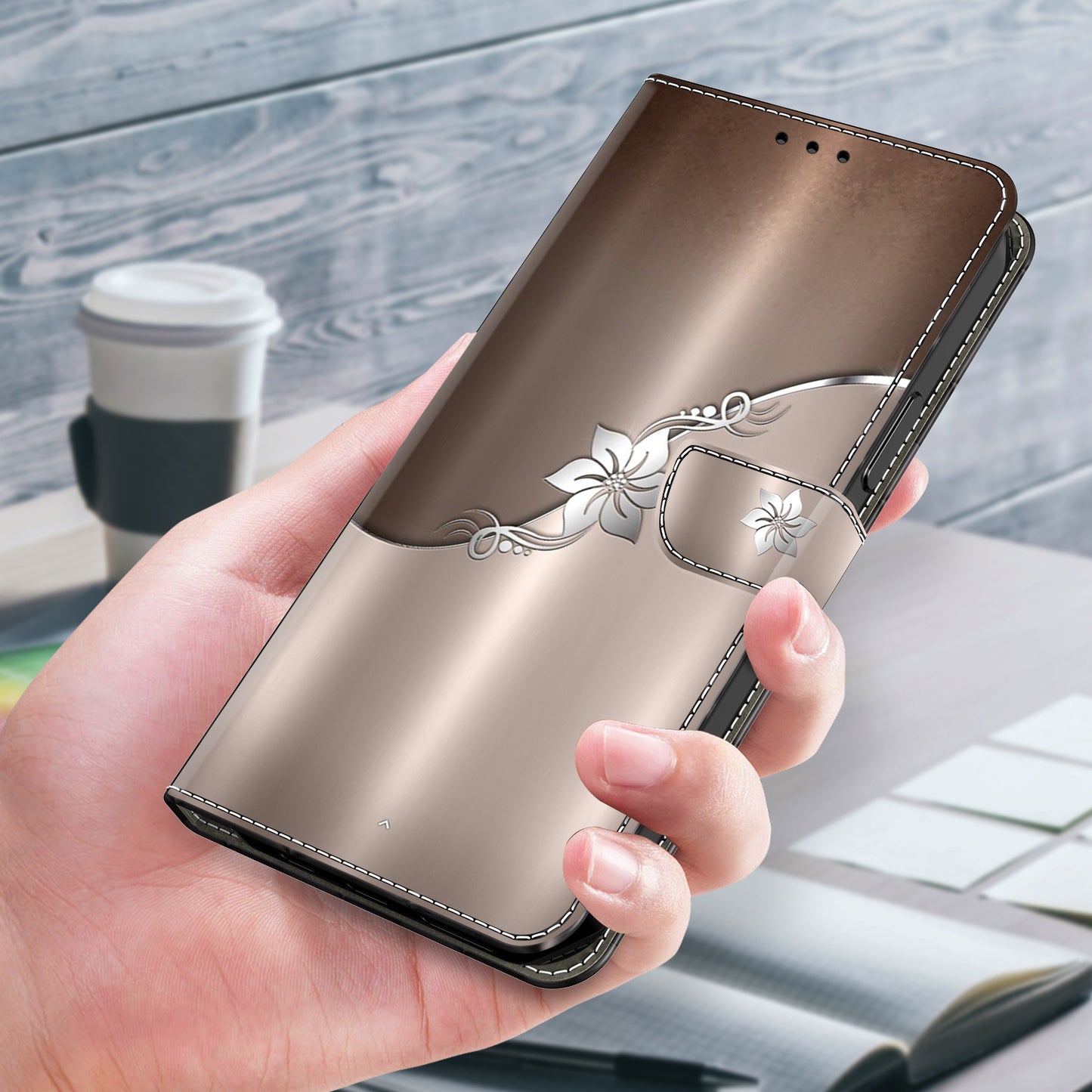 For Google Pixel 9 Case PU Leather 3D Pattern Wallet Phone Cover with Magnetic Clasp - Silver Flower