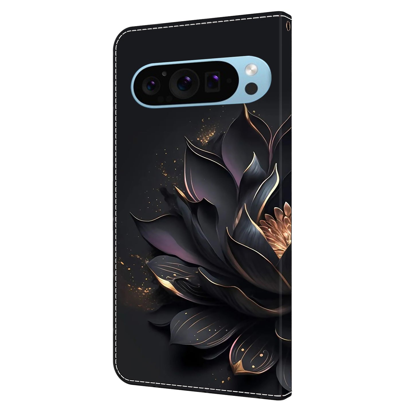 For Google Pixel 9 Case PU Leather 3D Pattern Wallet Phone Cover with Magnetic Clasp - Purple Lotus