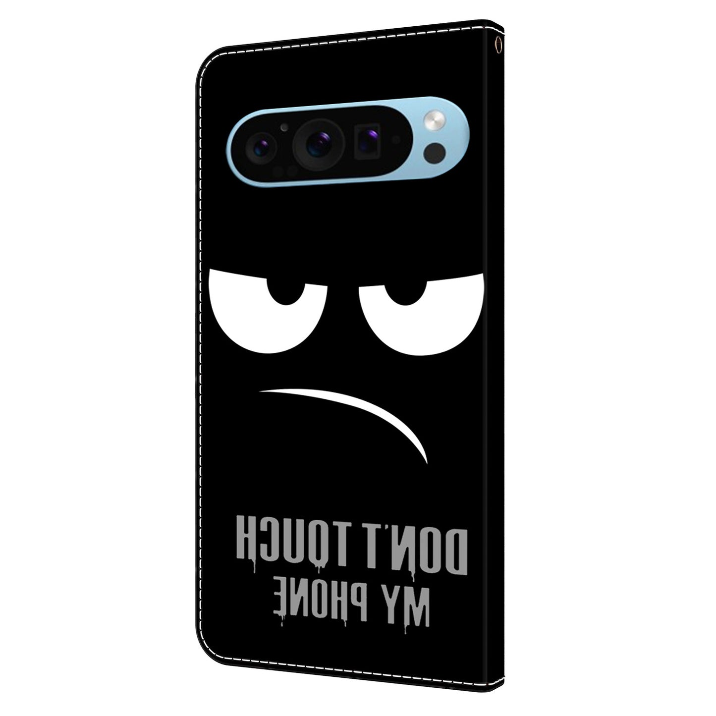 For Google Pixel 9 Case PU Leather 3D Pattern Wallet Phone Cover with Magnetic Clasp - Don&#39;t Touch My Phone