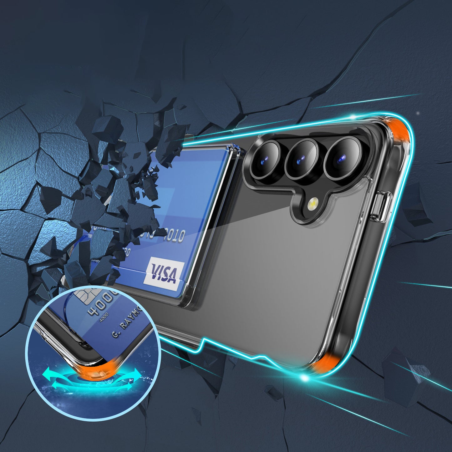 For Samsung Galaxy S24+ Clear Case TPU+PC+Acrylic Cell Phone Case with Card Holder