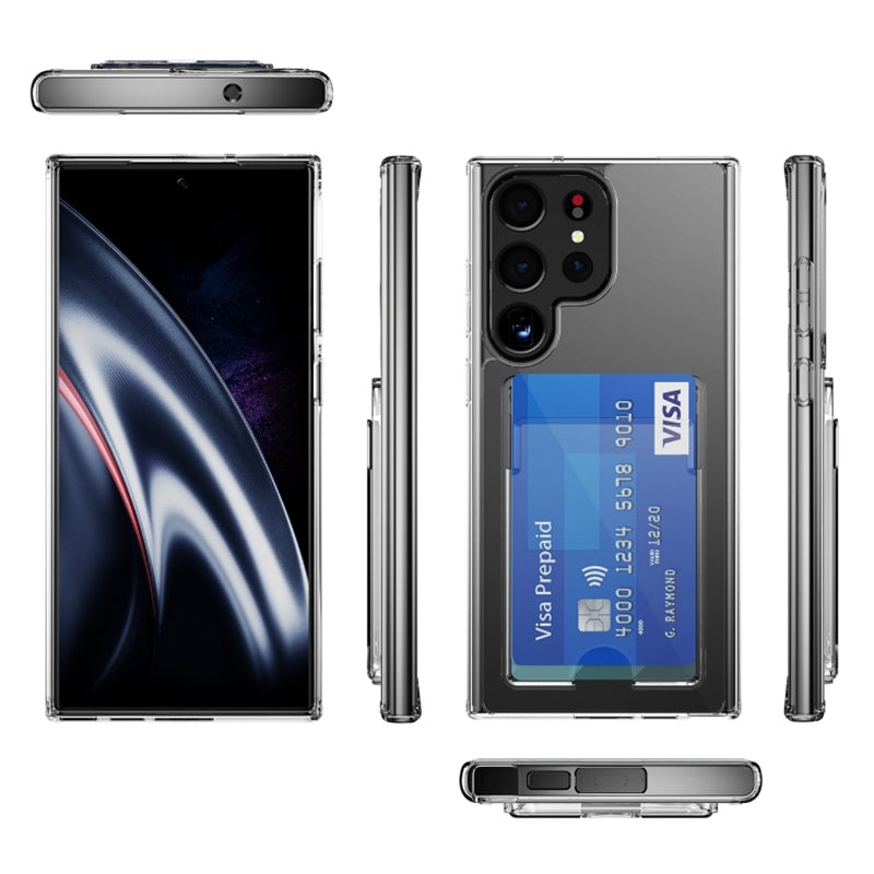 For Samsung Galaxy S24 Ultra Mobile Phone Shell TPU+PC+Acrylic Clear Case with Card Holder