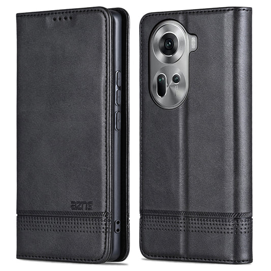 AZNS For Oppo Reno11 5G (Global) Case PU Leather Flip Stand Wallet Phone Cover - Black
