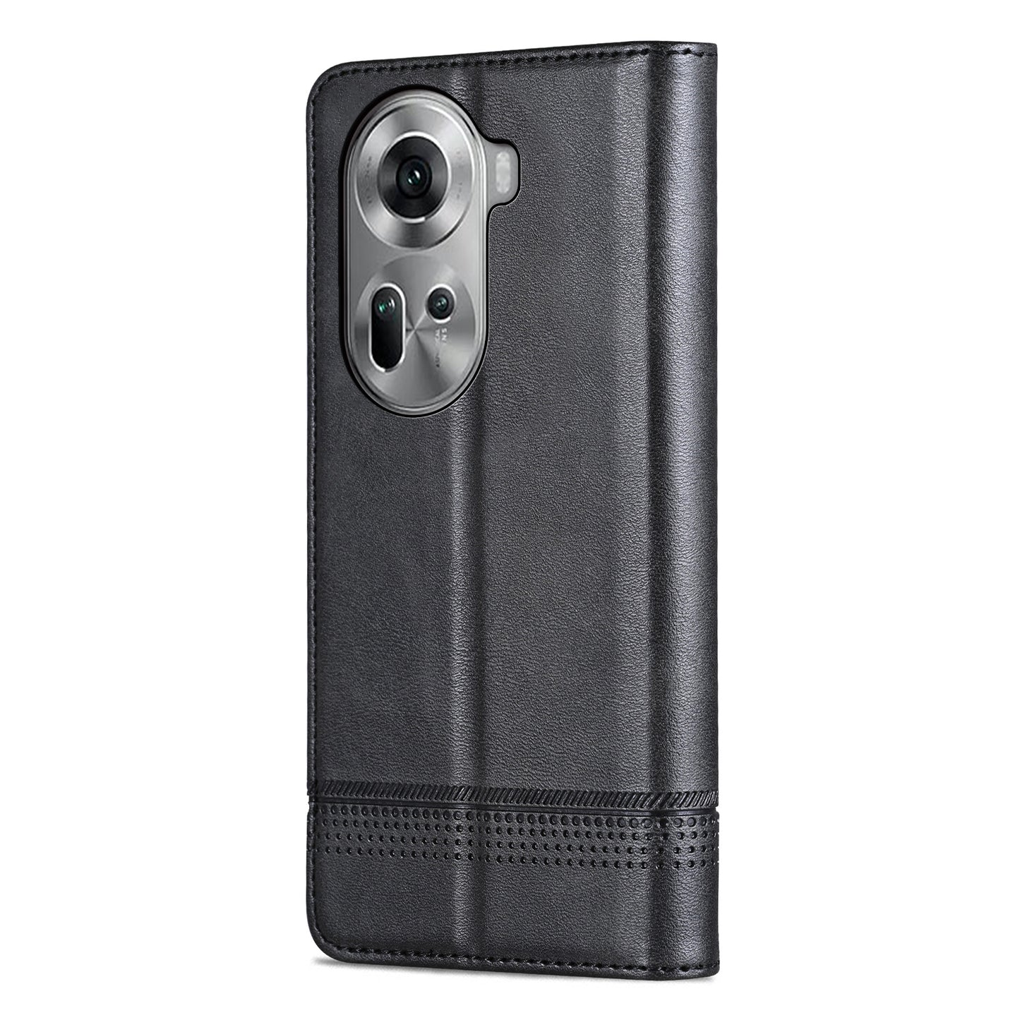 AZNS For Oppo Reno11 5G (Global) Case PU Leather Flip Stand Wallet Phone Cover - Black