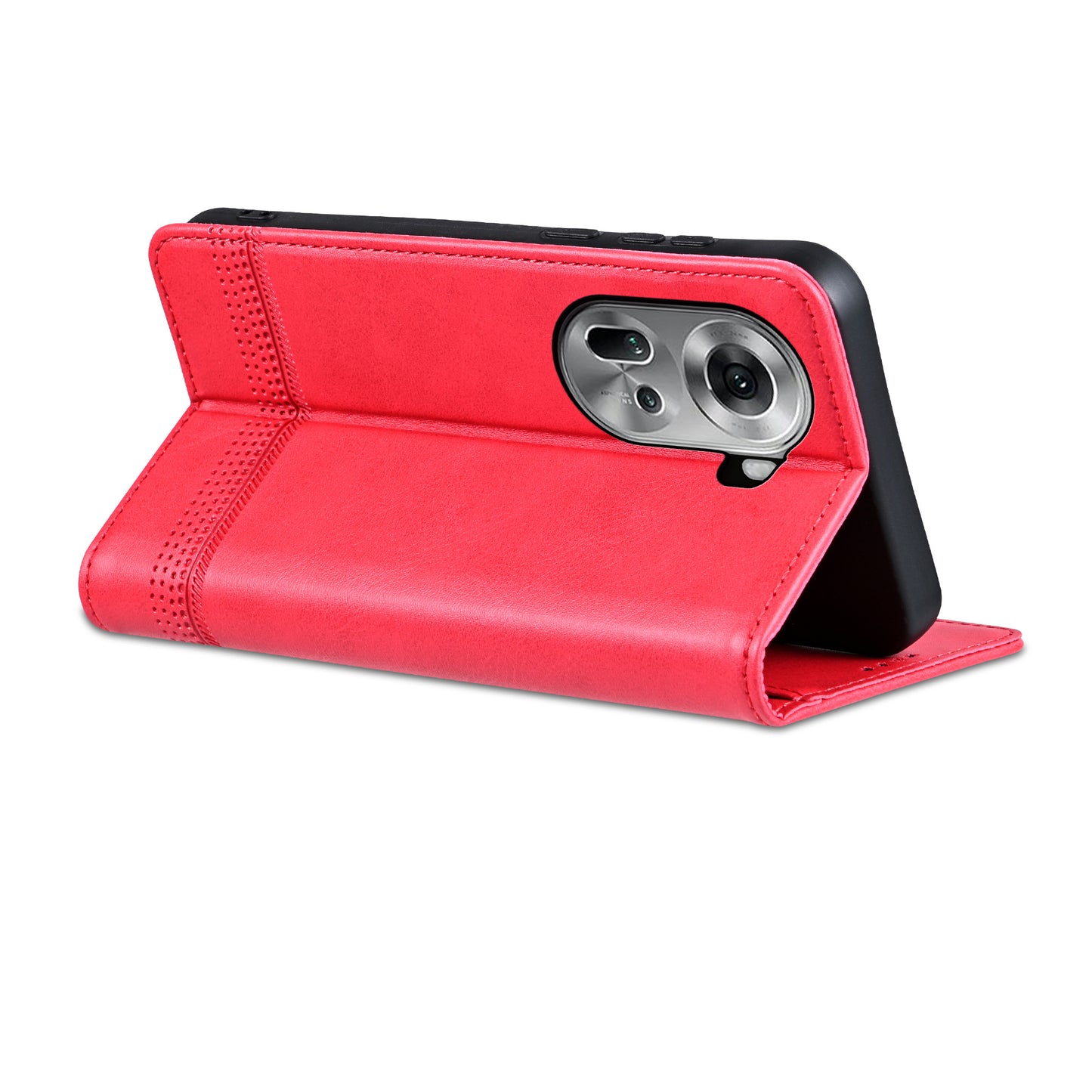 AZNS For Oppo Reno11 5G (Global) Case PU Leather Flip Stand Wallet Phone Cover - Red