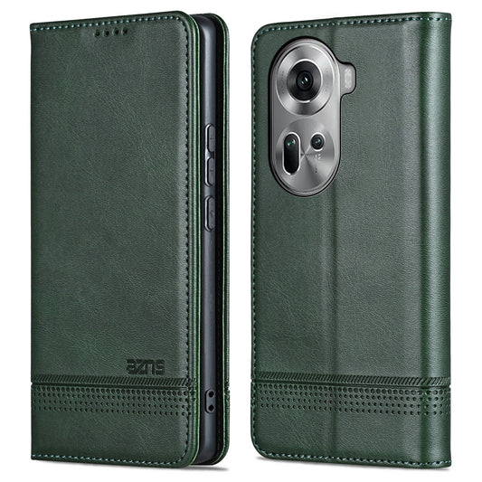 AZNS For Oppo Reno11 5G (Global) Case PU Leather Flip Stand Wallet Phone Cover - Green