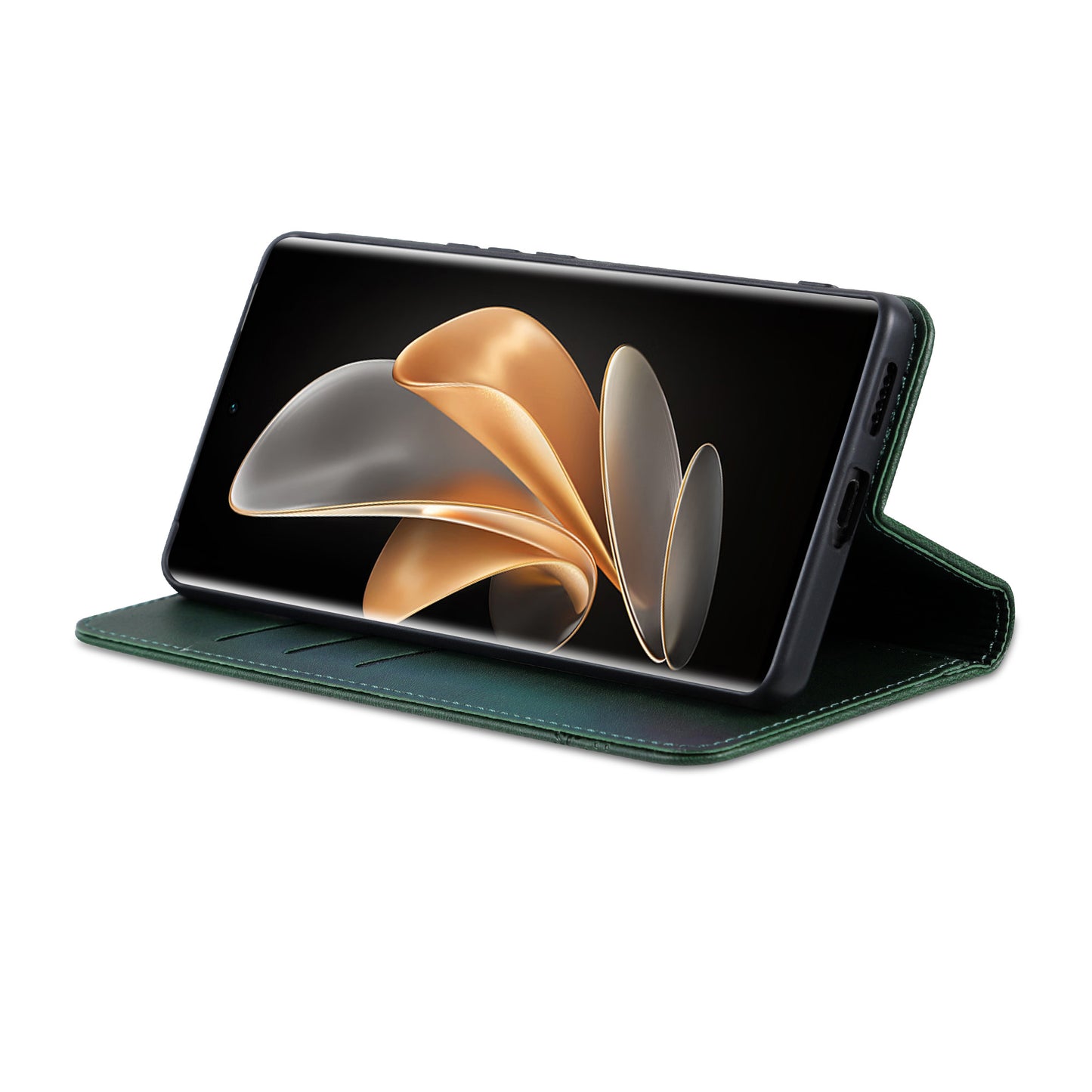 AZNS For Oppo Reno11 5G (Global) Case PU Leather Flip Stand Wallet Phone Cover - Green