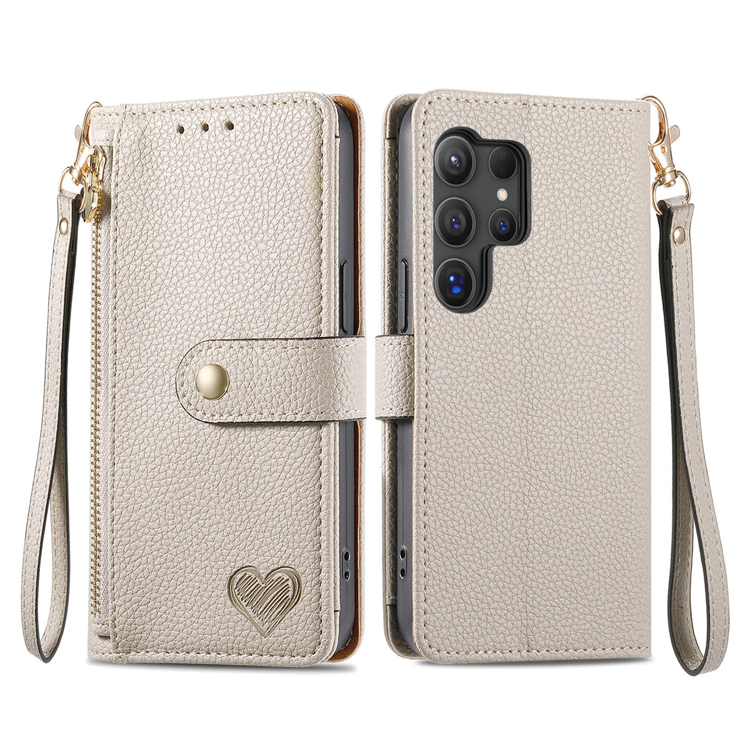 For Samsung Galaxy S24 Ultra RFID Blocking Case Zipper Pocket PU+TPU Phone Cover - Grey