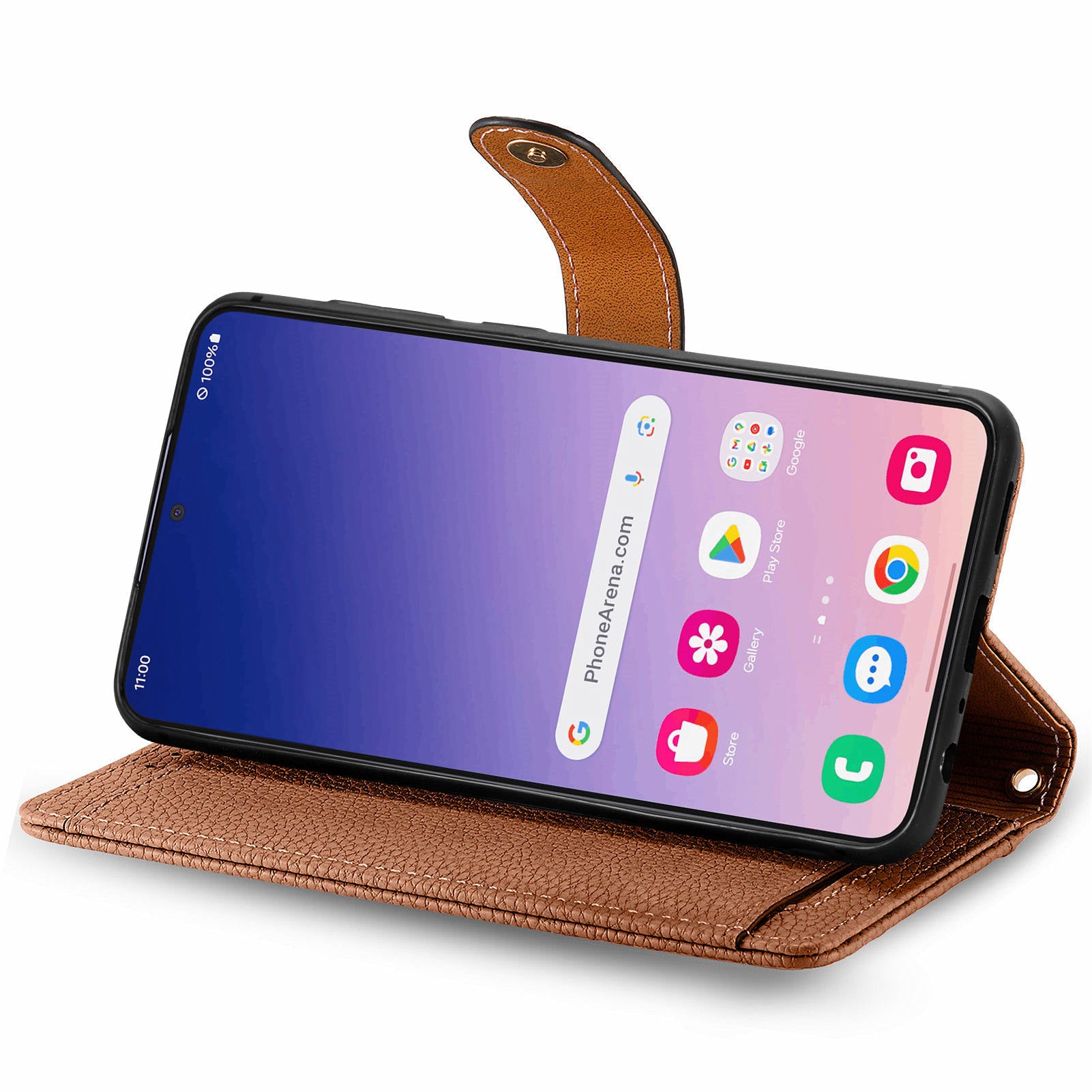 For Samsung Galaxy S24+ Leather Case RFID Blocking Zipper Walet Phone Cover - Brown