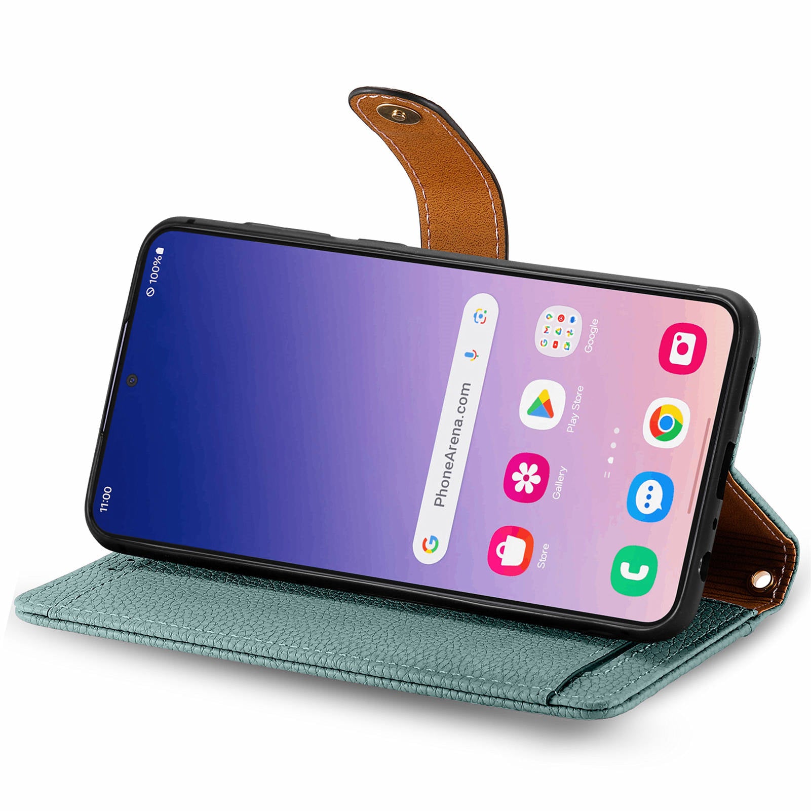 For Samsung Galaxy S24+ Leather Case RFID Blocking Zipper Walet Phone Cover - Green