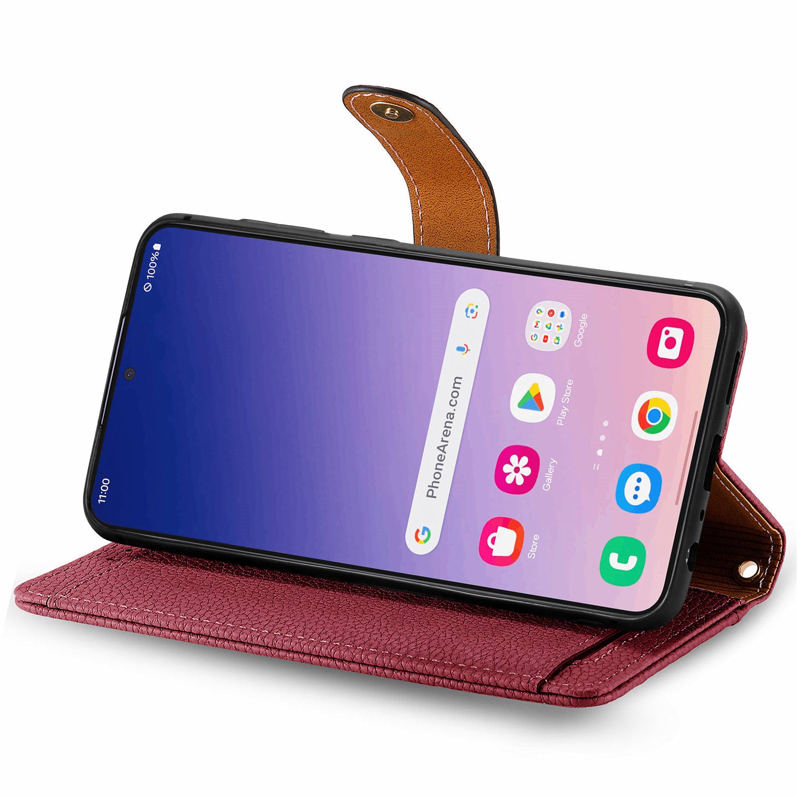 For Samsung Galaxy S24+ Leather Case RFID Blocking Zipper Walet Phone Cover - Red