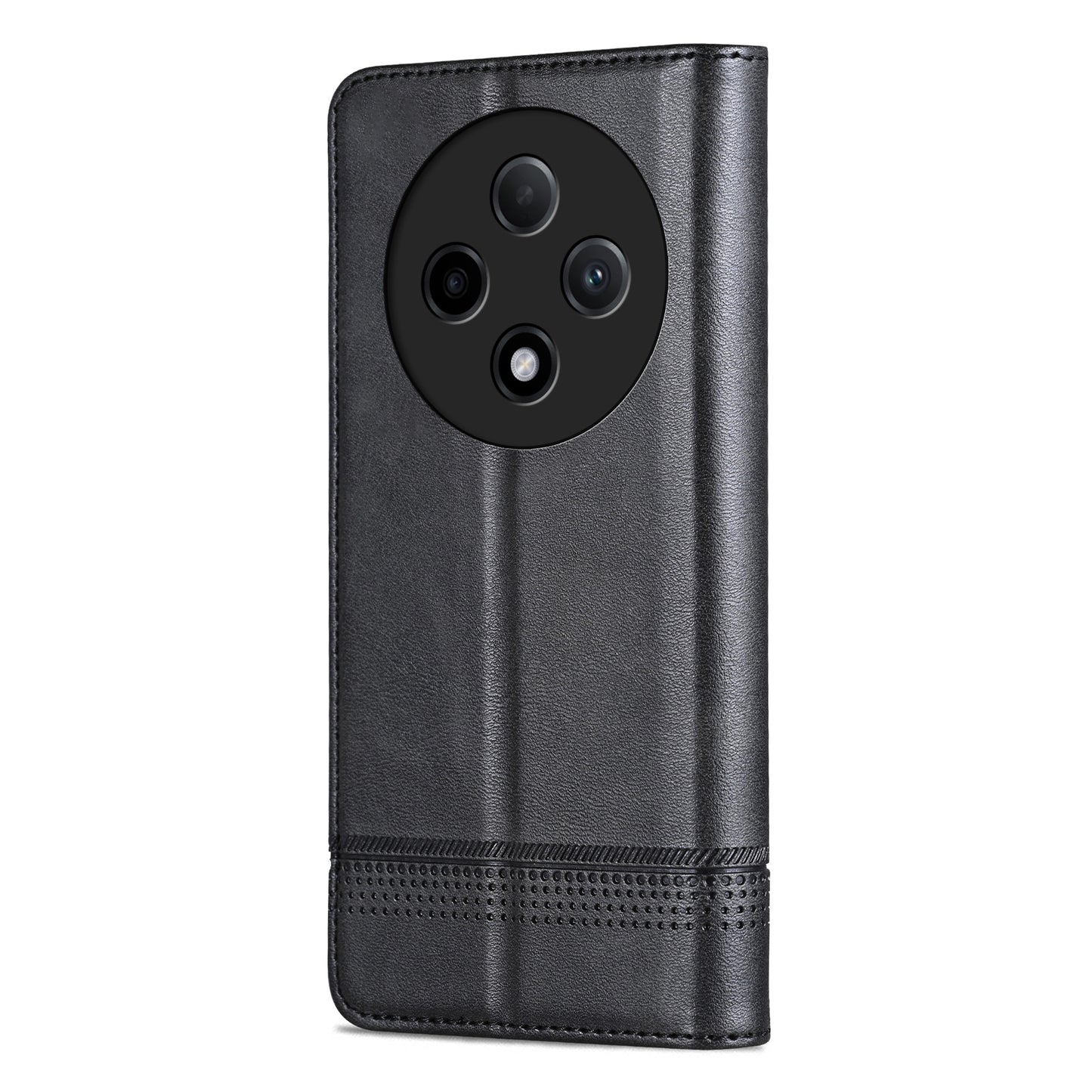 AZNS For Oppo A3 Pro 5G Case PU Leather Flip Stand Wallet Phone Cover - Black