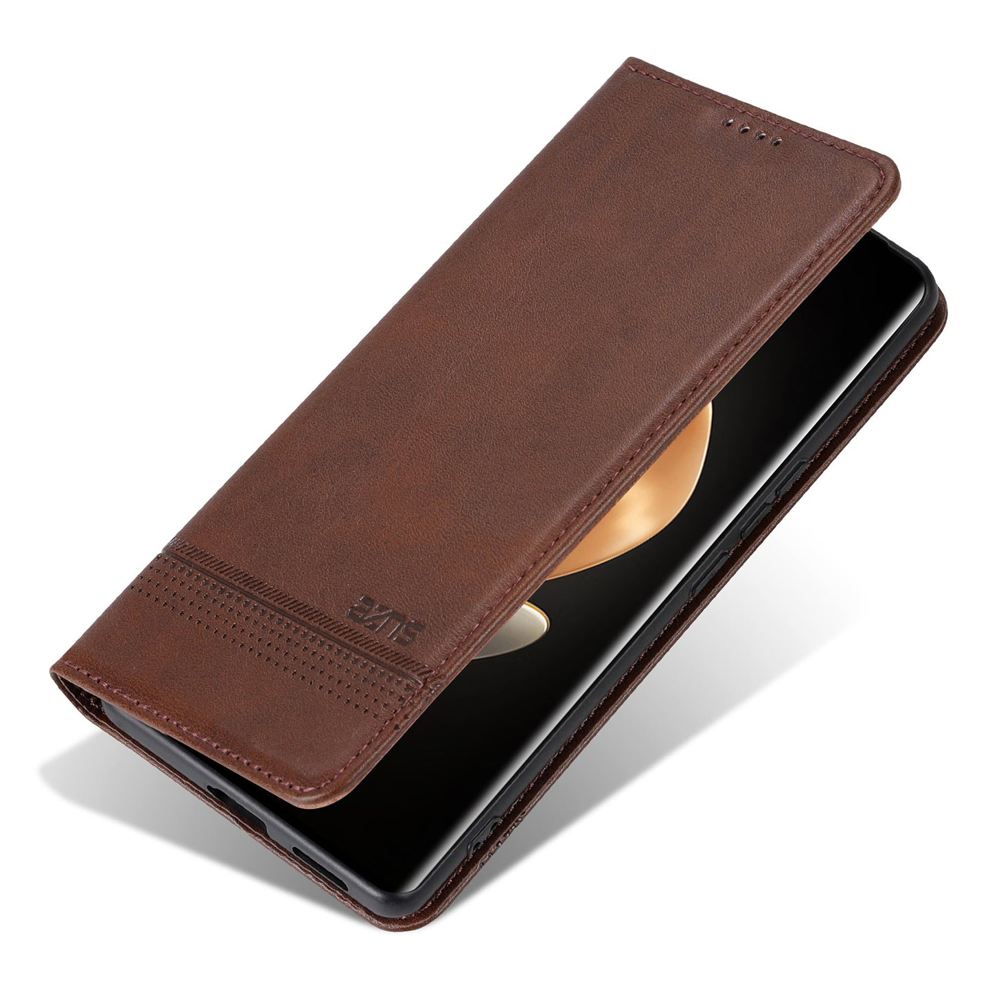 AZNS For Oppo A3 Pro 5G Case PU Leather Flip Stand Wallet Phone Cover - Coffee