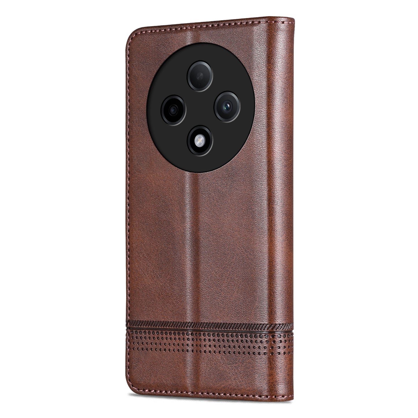AZNS For Oppo A3 Pro 5G Case PU Leather Flip Stand Wallet Phone Cover - Coffee