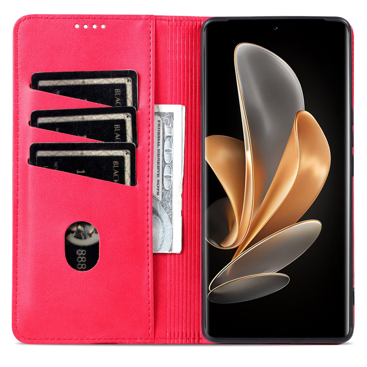 AZNS For Oppo A3 Pro 5G Case PU Leather Flip Stand Wallet Phone Cover - Red