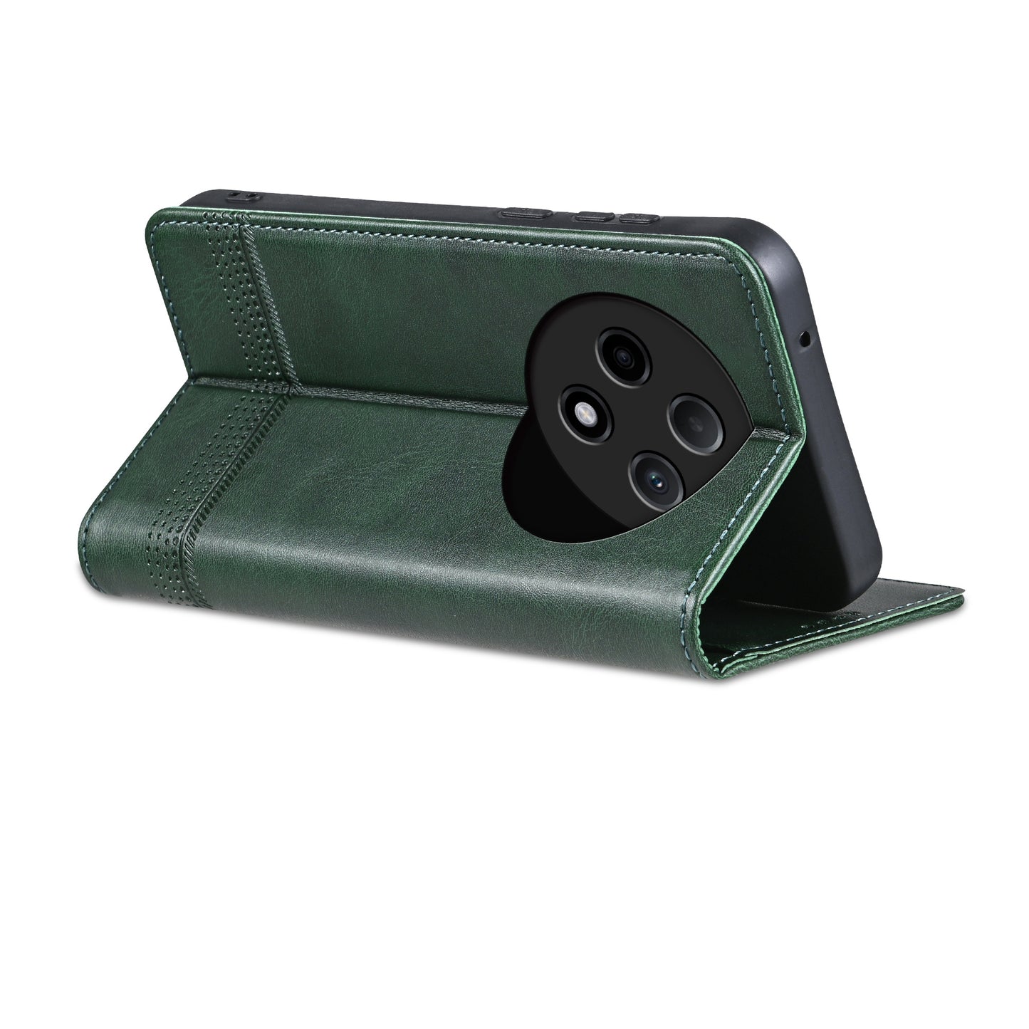 AZNS For Oppo A3 Pro 5G Case PU Leather Flip Stand Wallet Phone Cover - Green